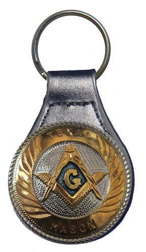 Master Mason Blue Lodge Keychain - Gold & Blue Square and Compass G