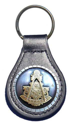 Past Master Blue Lodge Keychain - Gold Square & Compass Quadrant