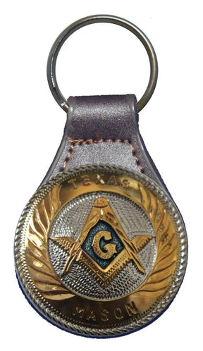 Master Mason Blue Lodge Keychain - Gold & Blue Square and Compass G