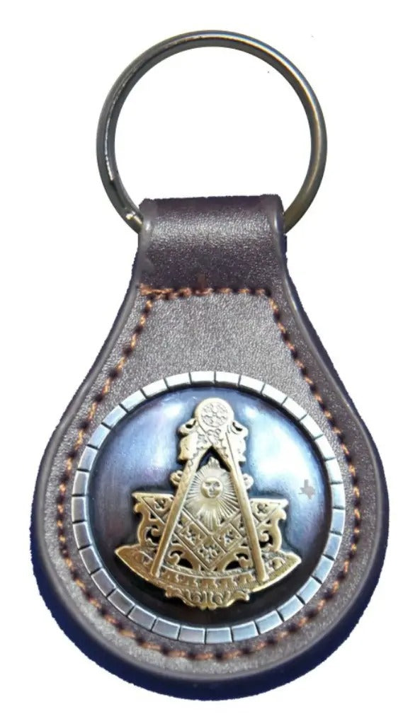 Past Master Blue Lodge Keychain - Gold Square & Compass Quadrant