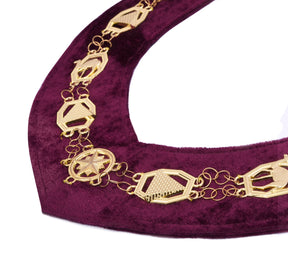 DOKO Chain Collar - Gold Plated With Burgundy Velvet