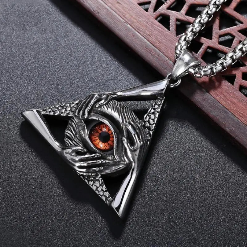 Ancient Egypt Necklace - Eye Of Horus Personalized Triangle Eye - Bricks Masons