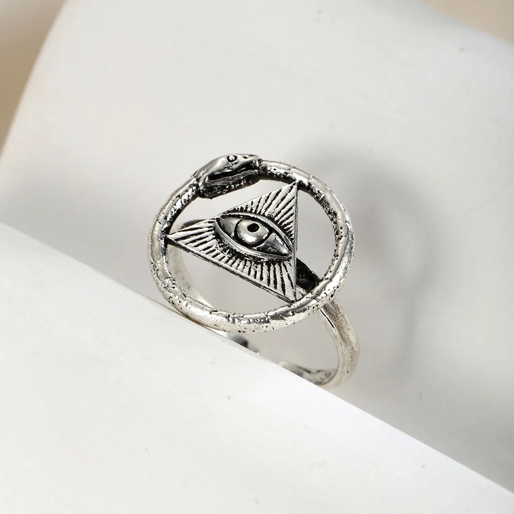 Ring - Gothic Evil Eye Winding Snake - Bricks Masons