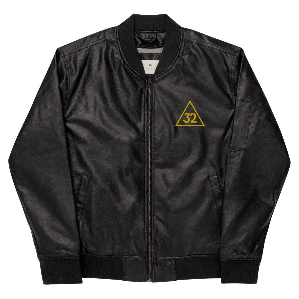 32nd Degree Scottish Rite Jacket - Leather Golden Embroidery