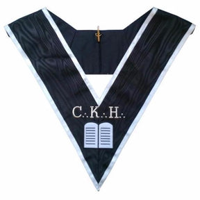 Grand Orator 30th Degree French Collar - Black Moire with White Borders - Bricks Masons