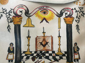 Hand-Painted Apron - 18th Century Inspired Lambskin - Bricks Masons