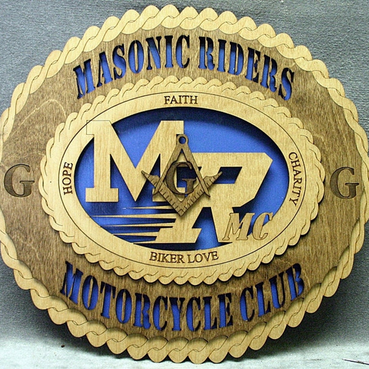 Master Mason Blue Lodge Wall Monogram - Wooden Masonic Riders
