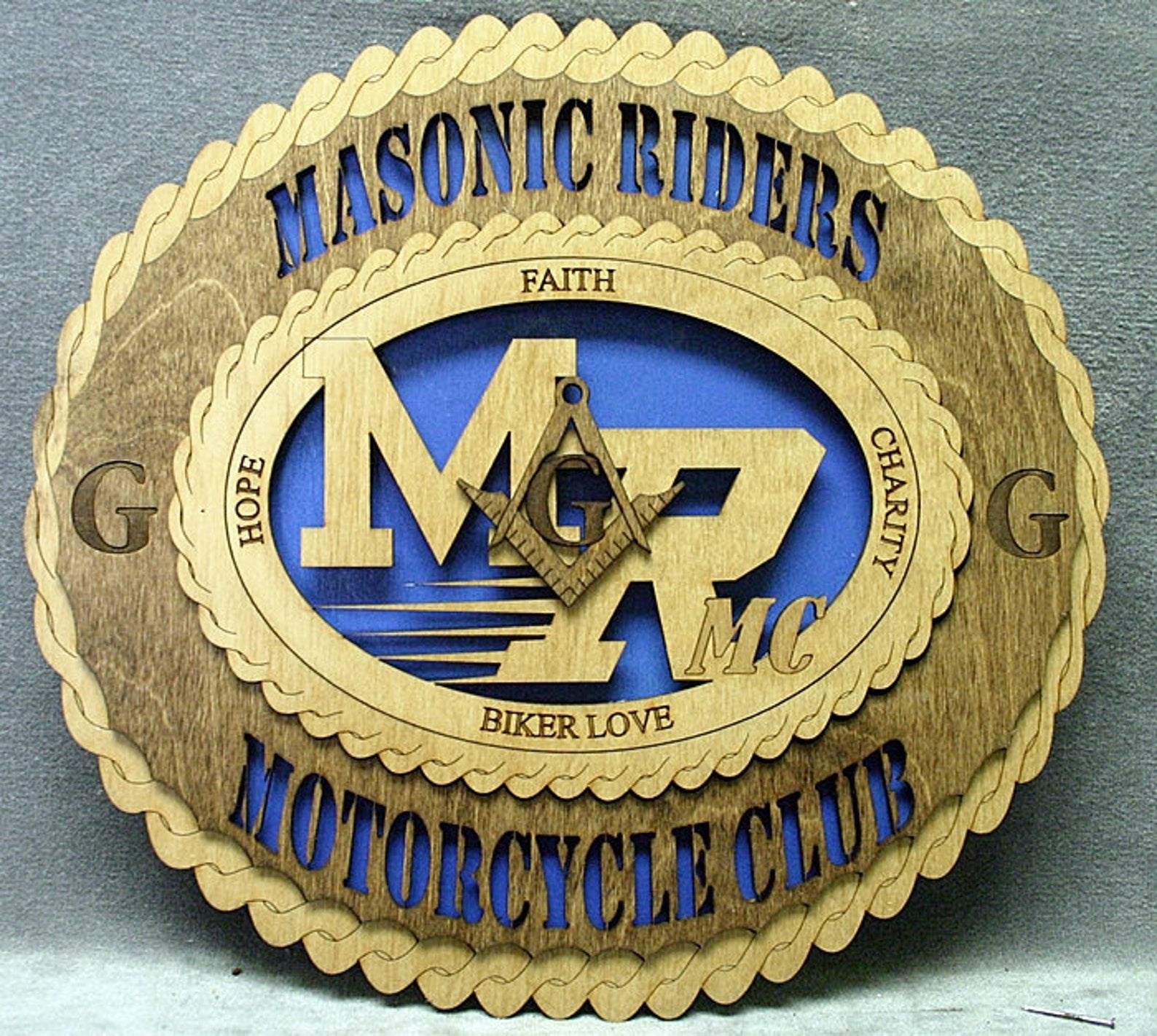 Master Mason Blue Lodge Wall Monogram - Wooden Masonic Riders
