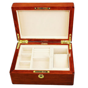 Master Mason Blue Lodge Jewelry Box - Rosewood & Soft Suede With Lock - Bricks Masons