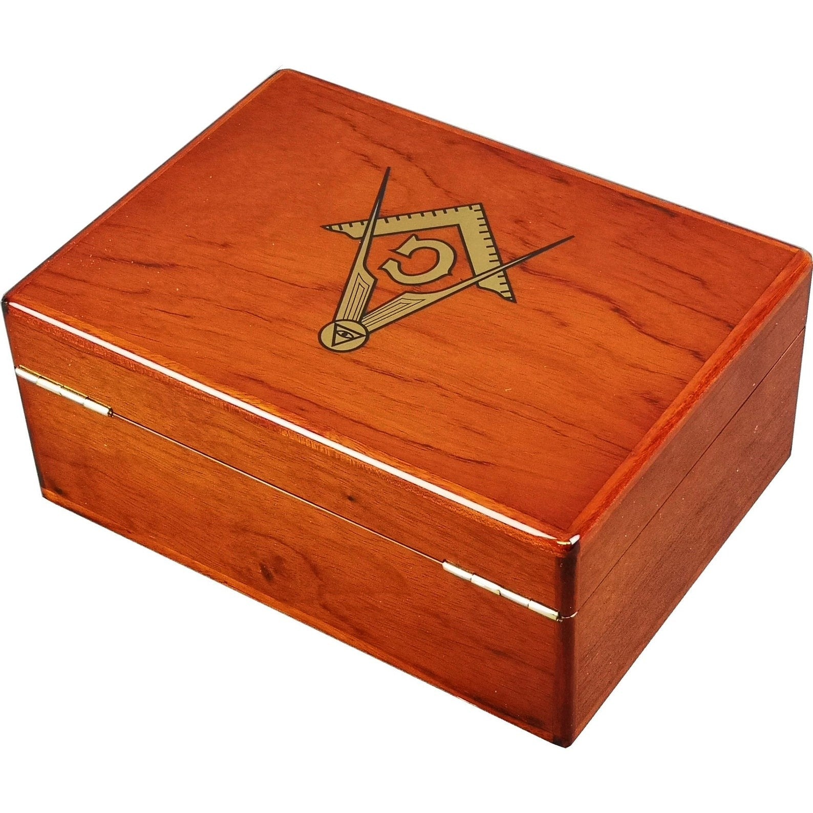 Master Mason Blue Lodge Jewelry Box - Rosewood Various Compartments & Lock - Bricks Masons
