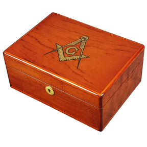 Master Mason Blue Lodge Jewelry Box - Rosewood Various Compartments & Lock - Bricks Masons