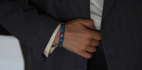 Master Mason Blue Lodge Bracelet - Handcrafted Blue & Black Enamel