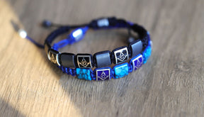 Master Mason Blue Lodge Bracelet - Handcrafted Blue & Black Enamel