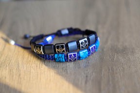 Master Mason Blue Lodge Bracelet - Handcrafted Blue & Black Enamel