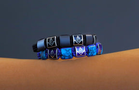 Master Mason Blue Lodge Bracelet - Handcrafted Blue & Black Enamel