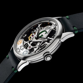 Master Mason Blue Lodge Wristwatch -  Silver Skeleton Dial Intricate Detailing