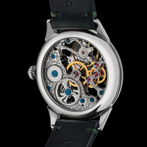 Master Mason Blue Lodge Wristwatch -  Silver Skeleton Dial Intricate Detailing