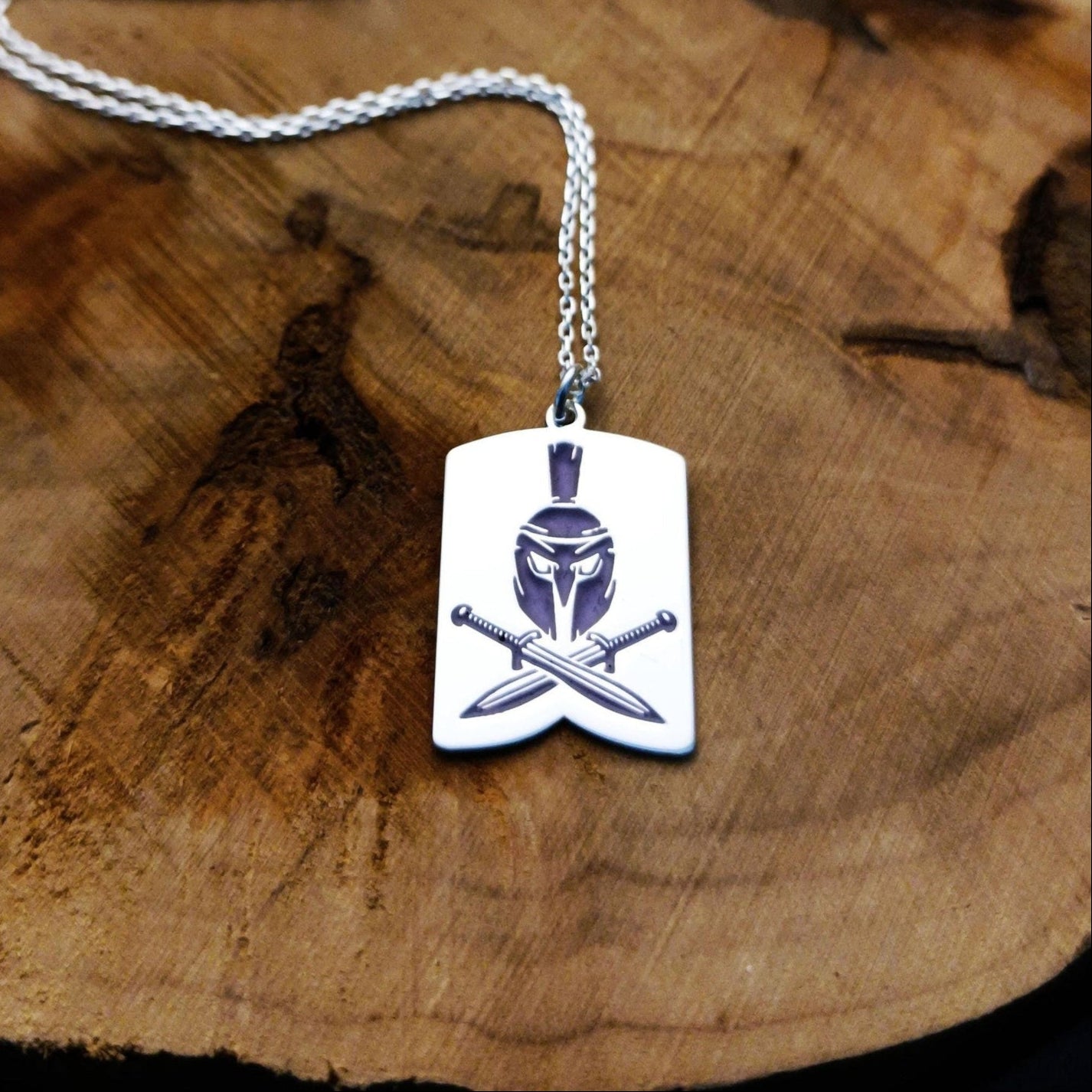 Knights Templar Necklace - Silver Helmet With Swords Various Sizes - Bricks Masons