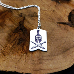 Knights Templar Necklace - Silver Helmet With Swords Various Sizes - Bricks Masons