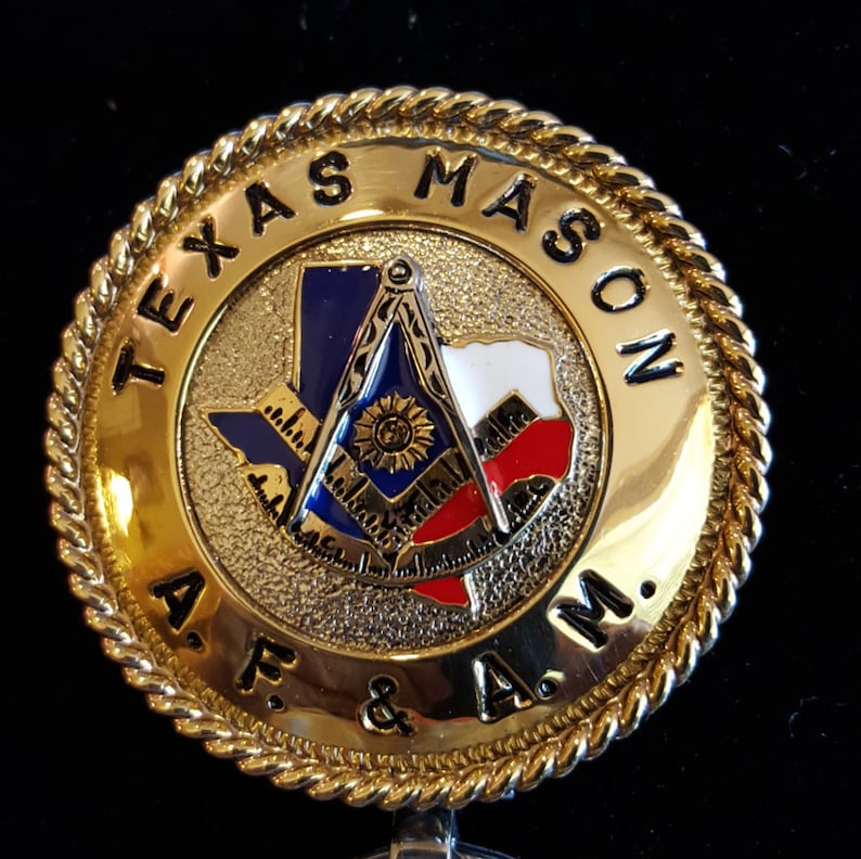 Past Master Blue Lodge Keychain - Square & Compass with Quadrant Texas Mason State