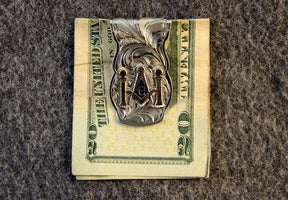 Master Mason Blue Lodge Money Clip - Silver & Blue Nickel Square & Compass G - Bricks Masons