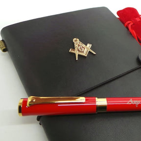 Master Mason Blue Lodge Notebook - Leather Engraved With Rollerball Pen Luxury Gift Set