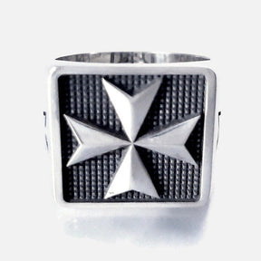 Order Of Malta Ring - Medieval Templar Cross Sterling Silver - Bricks Masons