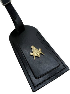 Master Mason Blue Lodge Luggage Tag - Leather Gold Engraved Case Label Personalized