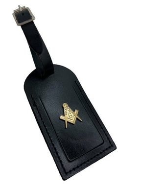 Master Mason Blue Lodge Luggage Tag - Leather Gold Engraved Case Label Personalized