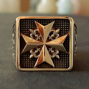Order Of Malta Ring - Black Sterling Silver-Black Templar cross ring