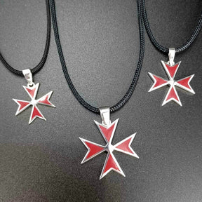 Order Of Malta Necklace - Red Templar cross-Templar necklace