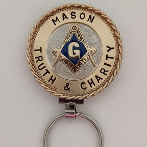 Master Mason Blue Lodge Keychain - Handcrafted Silver & Blue Truth & Charity Mason