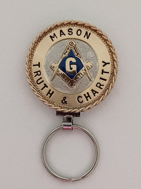 Master Mason Blue Lodge Keychain - Handcrafted Silver & Blue Truth & Charity Mason