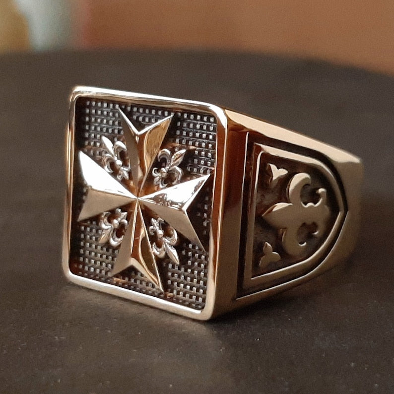 Order Of Malta Ring - Handcrafted Solid Silver Vermeil