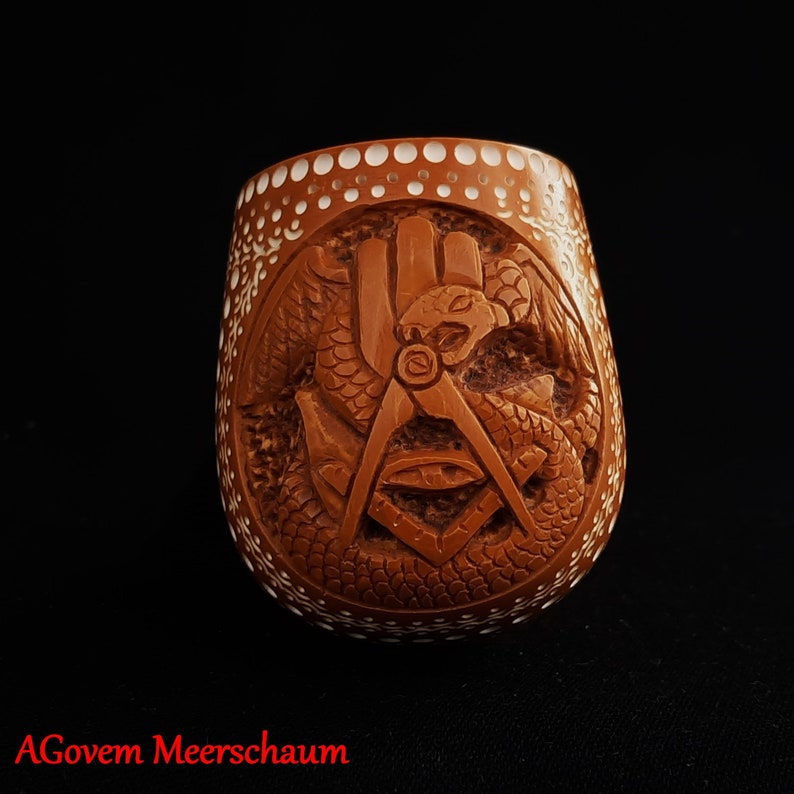 Master Mason Blue Lodge Meerschaum Pipe -  With Fitter Case & Pipe Tamper - Bricks Masons