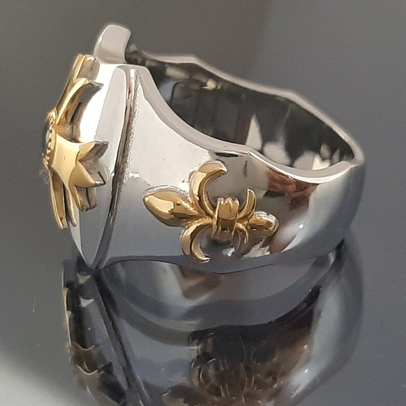 Order Of Malta Ring - Gold & Blue green Sapphire