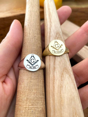 Master Mason Blue Lodge Ring - Custom Lodge Number 925 Sterling Silver