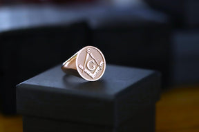 Master Mason Blue Lodge Ring - 10K to 18K Gold Various Sizes - Bricks Masons