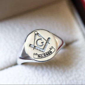 Master Mason Blue Lodge Ring - Custom Lodge Number 925 Sterling Silver