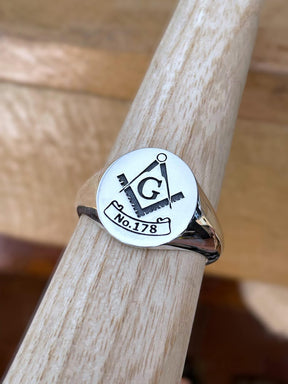 Master Mason Blue Lodge Ring - Custom Lodge Number 925 Sterling Silver