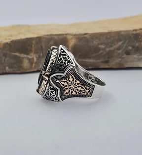 Master Mason Blue Lodge Ring - Sterling Silver Onyx - Bricks Masons
