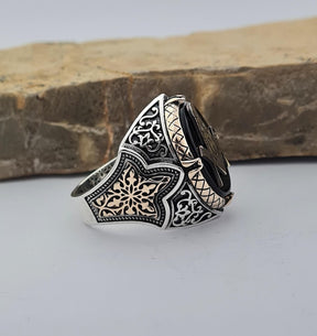 Master Mason Blue Lodge Ring - Sterling Silver Onyx - Bricks Masons