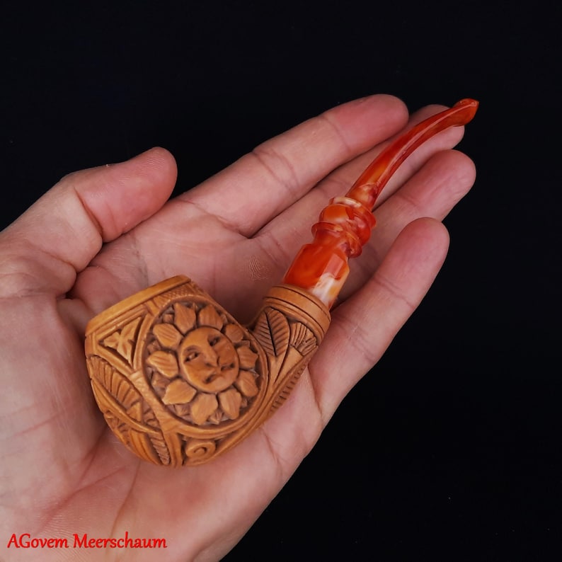 Master Mason Blue Lodge Meerschaum Pipe - Eye of Providence With Square & Compass G