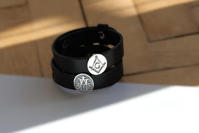 Master Mason Blue Lodge Bracelet - Black Leather