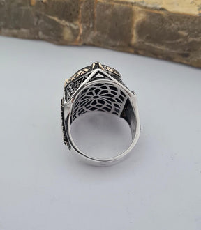 Master Mason Blue Lodge Ring - Sterling Silver Onyx - Bricks Masons
