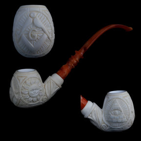 Master Mason Blue Lodge Meerschaum Pipe - Square and Compass G With Eye of Providence