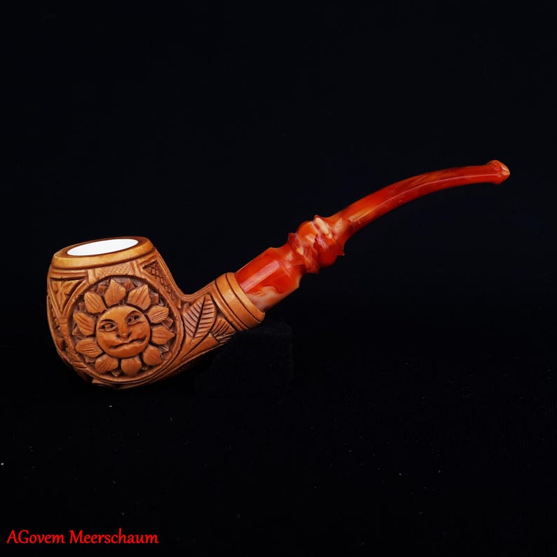 Master Mason Blue Lodge Meerschaum Pipe - Eye of Providence With Square & Compass G