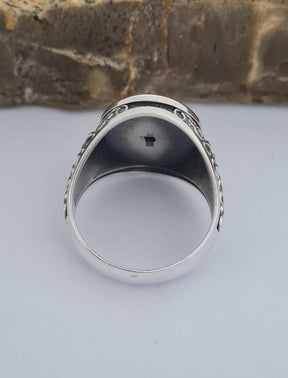 Master Mason Blue Lodge Ring - Compass & Square, Black Onyx - Bricks Masons