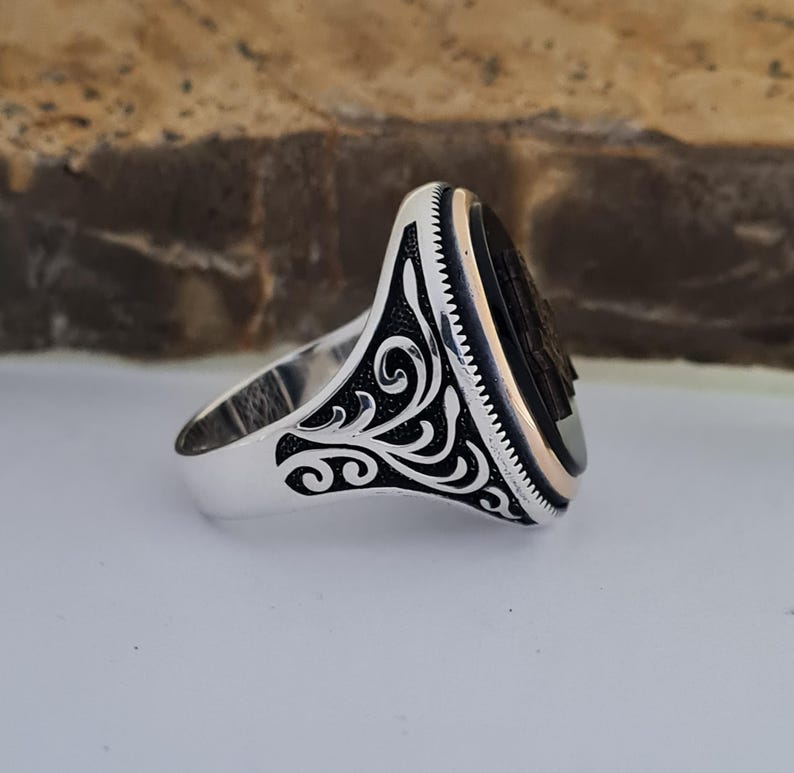 Master Mason Blue Lodge Ring - Sterling Silver Onyx - Bricks Masons