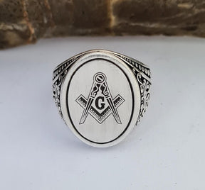 Master Mason Blue Lodge Ring - Handmade Sterling Silver Masonic - Bricks Masons
